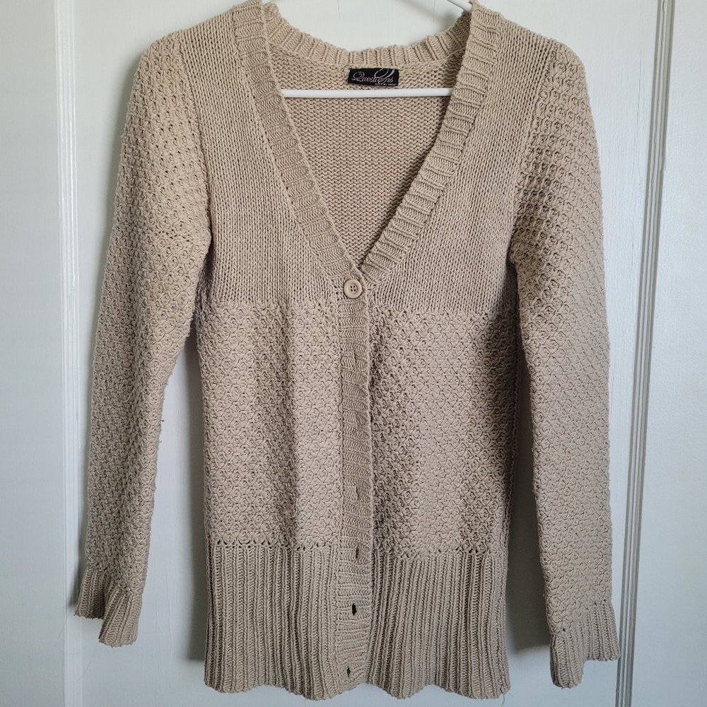 Questions Tan Knit open Sweater